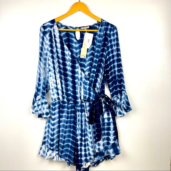 JODIFL Tie Dye Romper Wrap Front Blue Size S - Picture 1 of 7